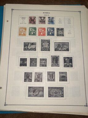 472 Vintage Korea Korean Postage Stamps 1948-1975 Collection Album Pages